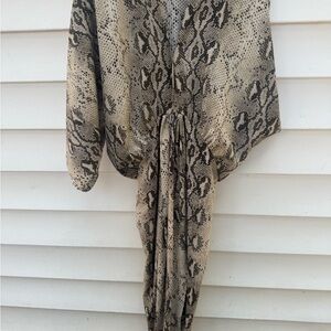 Zara Asymmetrical Snake Print Dress - Black and Cream